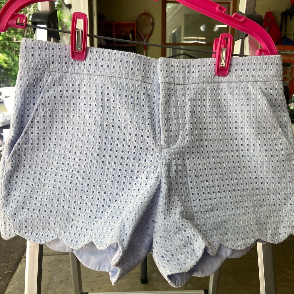 Womens Club Monaco Periwinkle Scalloped Hem Eyelet Shorts
